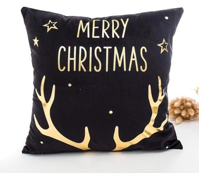 cadeau tip - Kerst kussenhoes - kerst kussen - donkergrijs met gouden gewei