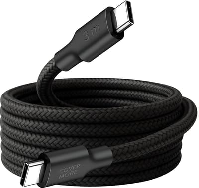 Lange usb C naar usb C kabel - Snellader - Oplader - Oplaadkabel - Geschikt voor Samsung, iPhone 17 16 15 - Sterk nylon - 3 meter - Zwart