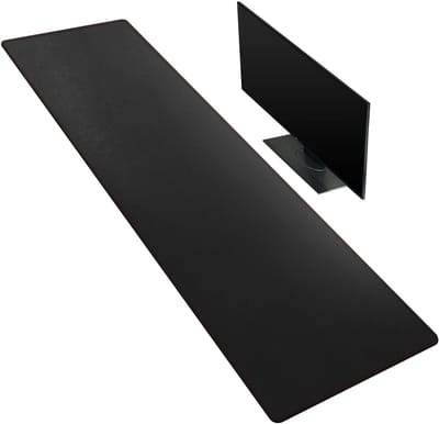 Bureauonderlegger, tafelonderlegger, 160 x 40 cm, PU-leer, verlengde grote muismat, bureaumat, antislip basis en waterdichte bureaubladschrijfmat, muismat (zwart, 3X-lang)