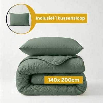 Dekbed-Discounter - Sleeptime Dekbed Zonder Overtrek 140 x 200 cm - Inclusief 1 kussensloop - Wasbaar op 40 graden - Verkoelend dekbed - Groen