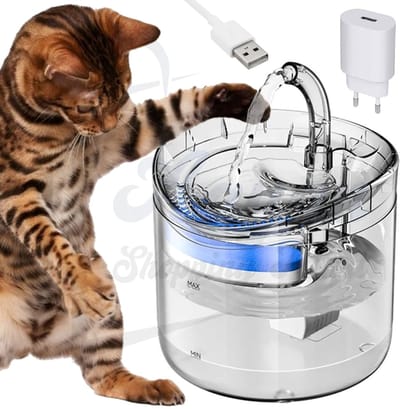 Drinkfontein Kat & Hond 1,8 Liter – Automatische Waterfontein met Koolstoffilter – Stille Waterdispenser – USB – Transparante Drinkbak – 52250