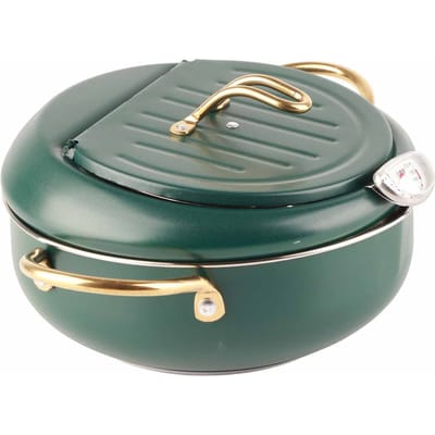 Marmite à frire avec thermomètre Poêle à frire japonaise en acier inoxydable pour cuisinière à induction Vert foncé gray