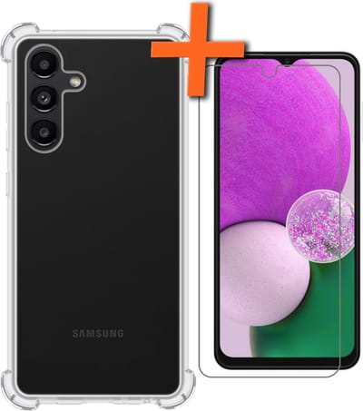 Hoes - Met Screenprotector - Geschikt voor Samsung Galaxy A13 5G - Sterk & Shockproof - Siliconen Case - Back Cover - Telefoon Hoes - Shock Proof - Transparant