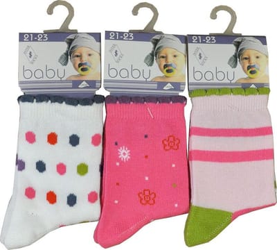 Baby sokjes meisjes fantasie - maat 19/20 - 12 paar - 90% KATOEN - Zonder naad aan de teen