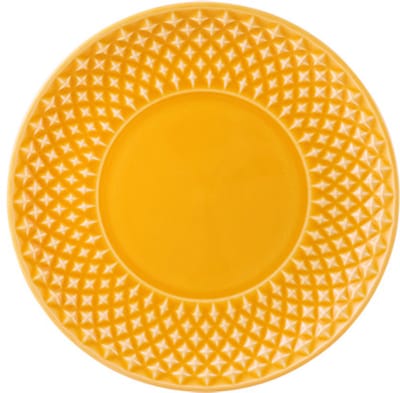 Vier borden Bicos Geel - 17 cm - Bordallo Pinheiro - gebaksbord - side dish - bread and butter dish - amusebord etc