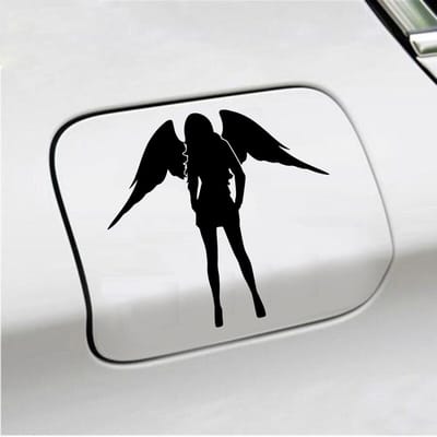 Bumpersticker - Dame Engel - 13 X 14 - Zwart