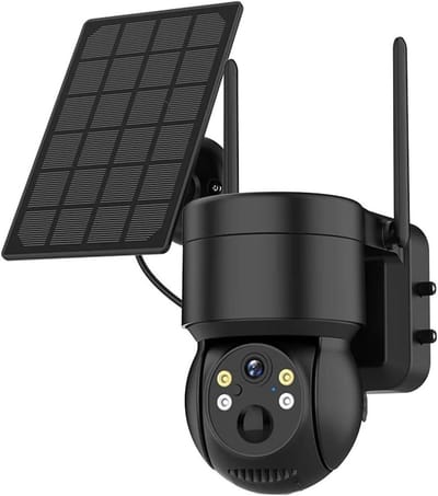 Zonne WiFi Camera - Buitencamera Videobewaking - Huis Beveiligen - Dubbele Lens Dubbel Scherm - 4K HD - Zwart