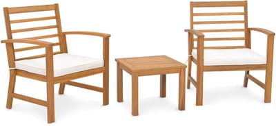 Balkonset 2 personen - Tuinset - Bistroset - Bruin - 3 delig - Tuintafel en 2 stoelen - 2 personen - Hout