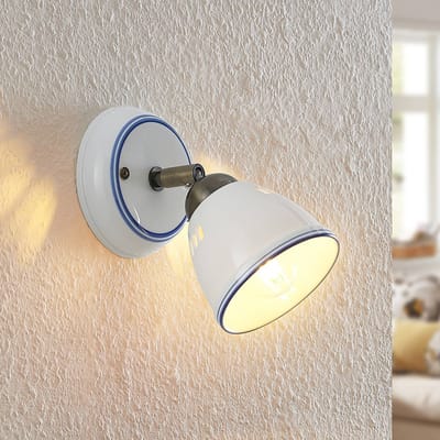 Lindby - buitenspot - 1licht - Keramiek, metaal - H: 16 cm - E14 - wit, brons, blauw