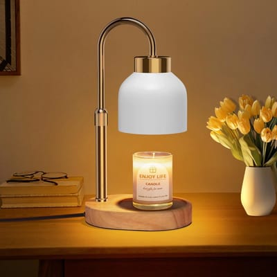 Kaars Warmer Lamp - Candle Warmer - Tafellamp - Candle Warmer Lamp - Electric Candle Warmer - Hout - Kaars Verwarmer Lamp - Wit