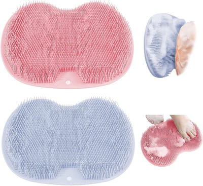 Voetborstel voor de douche, set van 2, 30 x 22 cm, milieuvriendelijke voetreiniger, ideaal voor badkamer en thuisgebruik, met zachte rubbende pads voor een effectieve voetmassage