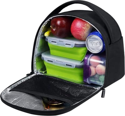 Lunch tas - herbruikbare geïsoleerde lunchtas -Lunchbox voor dames - koelcontainer - thermische maaltijddraagtas - met handvat - geïsoleerde lunchtas voor werk, picknick of reizen - schattig - zwart
