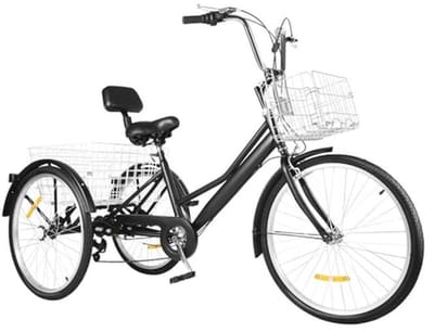 Driewieler voor Volwassenen met 7 Versnellingen en Boodschappenmand - 24 Inch Fiets