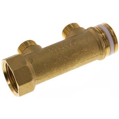 G 1'' x 2xG 1/2'' F/M/M Messing Verdeelstang 10 Bar - FLM-FMM-B-100G-012G-2M