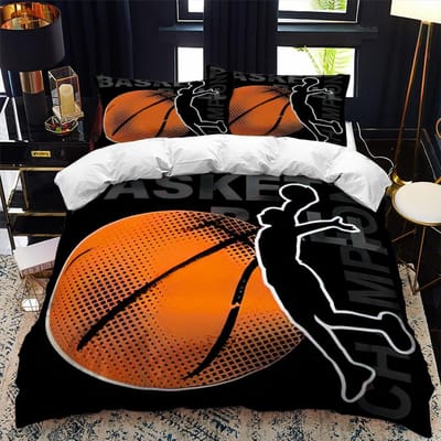 Kinderen Basketbal Dekbedovertrek Set 3D King Queen Size Cool Sport Thema Voor Kinderen Kinderen Tieners Bal Gaming Polyester Beddengoed Set 155x215cm 3pcs