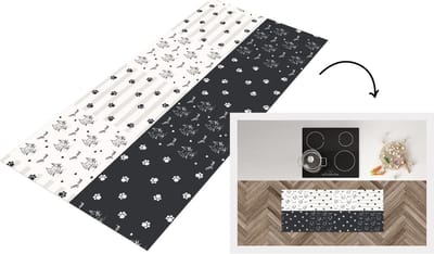 Keukenloper - Loper keuken - Katten - Pootjes - Patronen - Huisdier - 120x50 cm - Keukenloper vinyl
