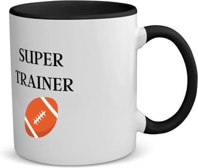 Akyol - super trainer koffiemok - theemok - zwart - Sport - coach - rugby bal - trainer - geschenk - verjaardag - love gift - 350 ML inhoud