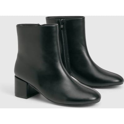 boohoo Dames Enkellaarzen met brede pasvorm en blockhiel | Black | Maat: 3