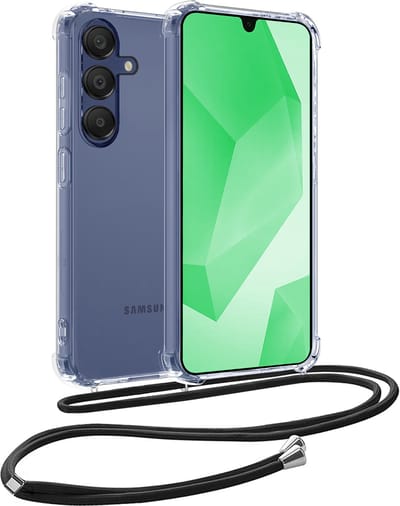 Hoesje Geschikt voor Samsung Galaxy A16 - Met Koord - Shock Proof - Siliconen Case - Back Cover - Telefoonkoord - Telefoon Hoes Shockproof - Telefoonketting - Transparant