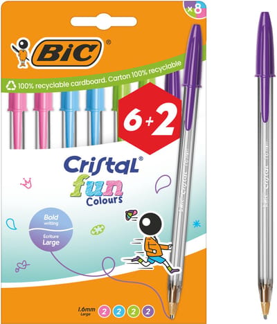 6+2 gratis Bic Cristal Fun pennen