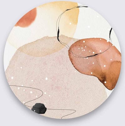 Schilderij - abstract - roze/oranje - Collectie organic shape - Pure Metal - 70 cm rond