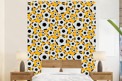 Behang - Fotobehang Patronen - Sport - Voetbal - Jongens - Kinderen - Kids - Jongen - Breedte 225 cm x hoogte 280 cm