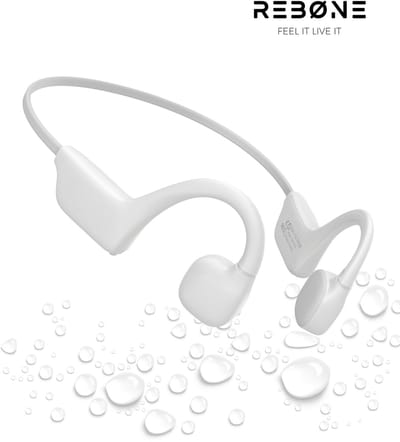 REBØNE® Core Bone Conduction Headphone – Sport Oortjes Draadloos – Open Ear Hardloop Oordopjes – Bluetooth – 9 uur speeltijd – IPX5 – Wit