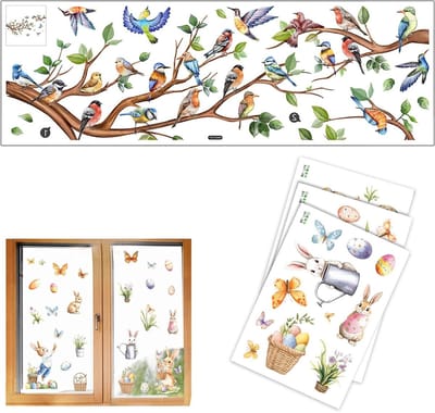 Vrolijke Raamstickers voor Pasen - Herbruikbare Decoratieve Plakstukken met Konijnen en Paaseieren - Perfecte Versiering voor Kinderen en Feestdagen