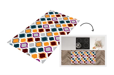 Keukenloper 120x60 cm - Keukenmat vinyl Retro - Lijn - Patroon - Keukenmatten loper - Keuken vloerkleed tapijt