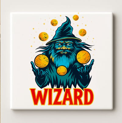Wizard Magische Kunst Tegel – 15x15cm Fantasie Tovenaar Muurdecoratie voor Woonkamer, Kantoor & Cadeau Liefhebbers