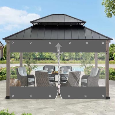 SHANNA Heavy Duty Transparant Afdekzeil - Waterdicht & UV-Bestendig - Met Rits en Inslagringen - Beschermzeil voor Pergola, Gazebo en Buitenpatio