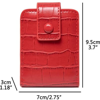 Draagbare Lippenstifthoes met Spiegel voor Handtas PU Leer Lippenstift Organizer Ruimte voor 3 Lippenstiften Make-up rood