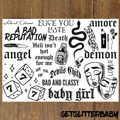 GetGlitterBaby® - Stoere Tattoos / Tijdelijke Tattoo / Henna Plak Nep Tatoeage voor Volwassenen / Festival Tattoes / Fake Temporary Halloween Tattoo