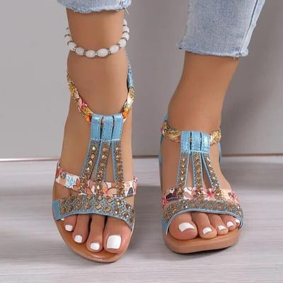 Schoenen voor dames Zomer Dames Wig Bohemen Strass Casual Platform Sandalen Vrouwelijke Peep Toe Outdoor Strandschoenen 41 brown