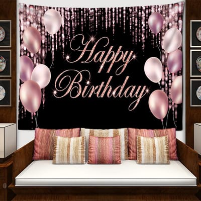 Gefeliciteerd met je verjaardag Poster Wandtapijt Wandhanger Mysterieuze Hippie Kunst Tapitz Festival Slaapkamer Woonkamer Huisdecoratie 95x70CM