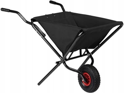 Draagbare Kruiwagen - Tuinwagen Opvouwbaar - Tuinieren Werkzaamheden - Dubbele Wielen Stabiliteit - 75x80x74 cm - Zwart