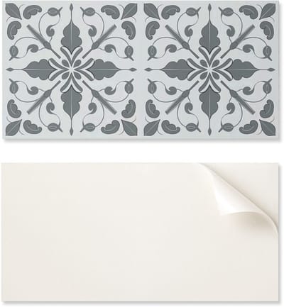 Kant-en-klaar bedrukt vinylpaneel van 100x50 cm met een symmetrisch plantenmotief.