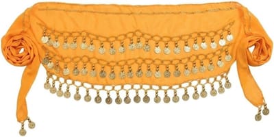 Bauchtanz Gürtel in Oranje met 72 Goldmünzen - Chiffon Hüfttuch voor Dansen, Kostuum en Tanzsport