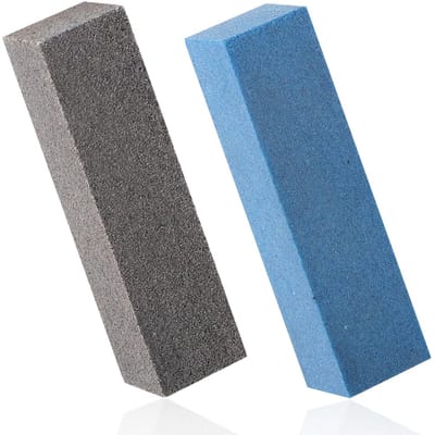 Dailygoods- Schuurstenen Set van 2 - Rubberen Gummy Schuurstenen - Snowboard/Ski Tuningstenen - Grijs Korrel 60/Blauw Korrel 240 - 5,9 x 1,5 x 1,5 cm - Voor het Verwijderen van Bramen - Ski Slijpsteen