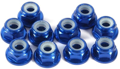 Zelfborgende Moeren, 10 Stuks M3 CNC Aluminium Moer Met Nylon Flenzen Zelfborgende Moer Metalen Moeren (Blauw)