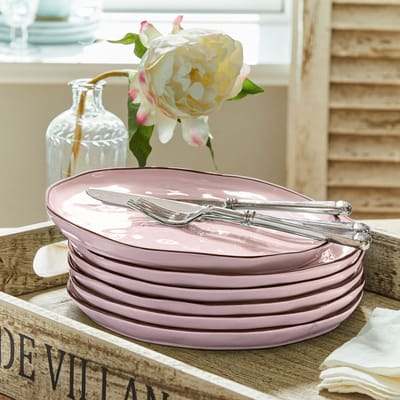 LOBERON Bord set van 6 Biarré roze