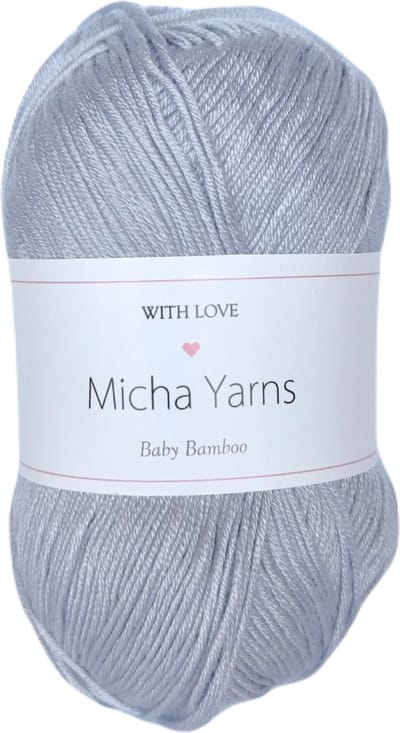 5 bollen - 70% bamboe 30% katoen haakgaren - 5 x 50gram - 185meter - Grijs (014) - Micha Yarns