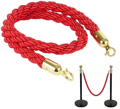 Dailygoods - Stanchion Rood Touw - Gevlochten Touw met Gouden Haken