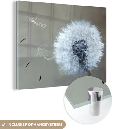MuchoWow® Glasschilderij 40x30 cm - Schilderij acrylglas - Paardenbloem - Bloem - Plant - Foto op glas - Schilderijen