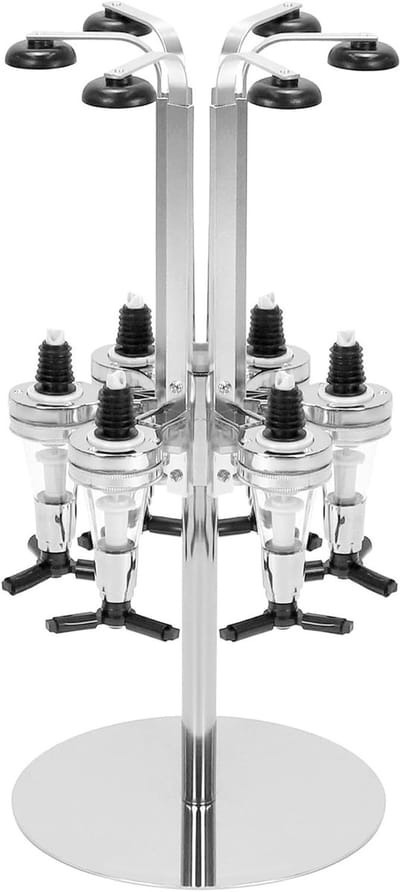 6-Flessen Drinkbeker Dispenser van Aluminium Legering voor Bar en Feestjes, Ideaal voor Drankjes en Organisatie