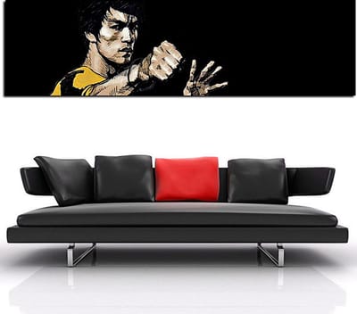 Allernieuwste.nl® Canvas Schilderij Bruce Lee Tribute - Vechtkunst Acteur - Kung Fu - 40 x 160 cm - Kleur
