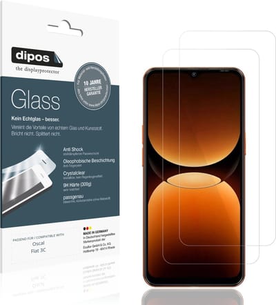 dipos – 2x Pantserfolie geschikt voor Oscal Flat 3C | 9H Screenprotector