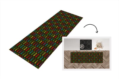 Keukenloper - Loper keuken - Potloden - Patronen - Stift - Regenboog - 150x50 cm - Keukenloper vinyl