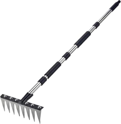 Grashark Wortelverwijderaar - Tuingereedschap Gazonhark - Gazon Onderhoud - Ergonomisch Handvat - Verstelbare Steel - Niet gespecificeerd