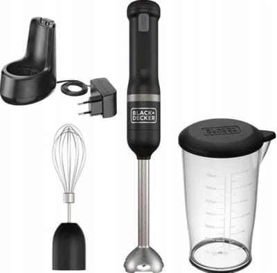 Black & Decker KitchenWand - 2 in 1 Draadloze Staafmixer set - 700 ml maatbeker - Garde - 5 Snelheden - Handmixer - Zwart - BCKM1012KB-QW